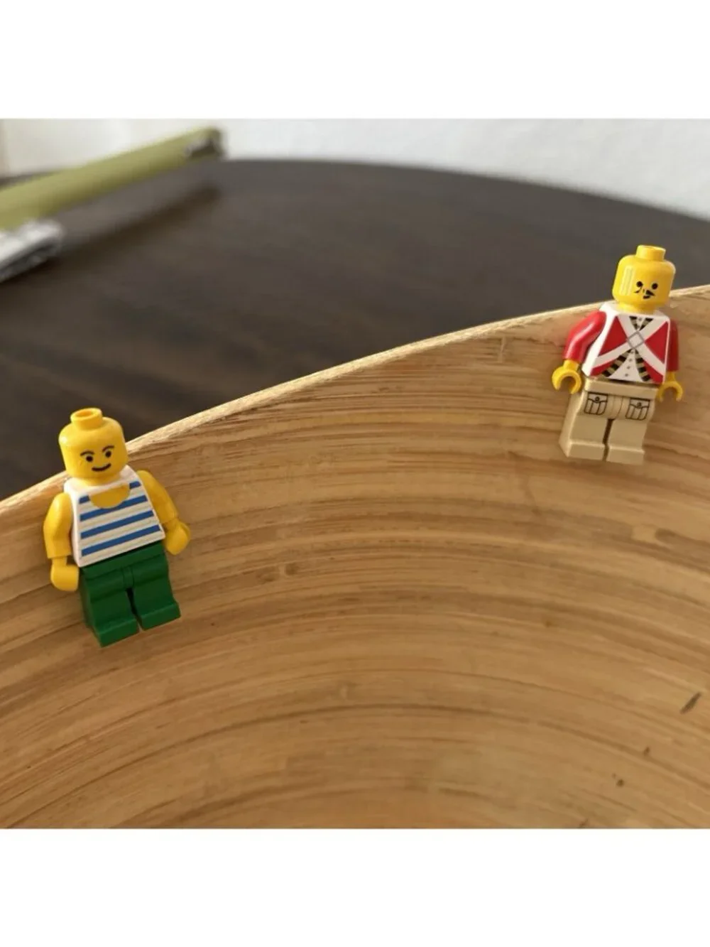 Core 15” x 12” Bamboo Kids Lego Party Serving Bowl w/8 Lego Men-Very Unique!